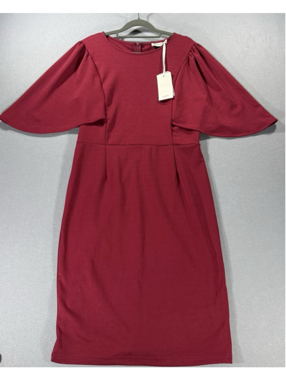 Grace Karin Red Butterfly Sleeve Midi Dress NWT Size L Cocktail Party Sheath